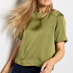 Evereve Olive Green Satin Top